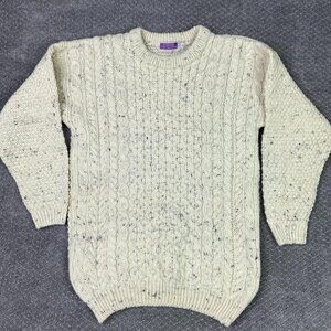 Highland Home Industries Sweater Womens Small Oatmeal Beige Fisherman Cable Knit